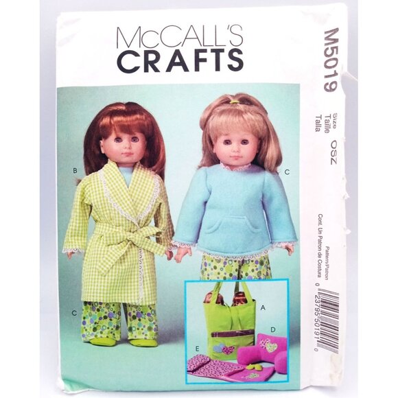McCalls Crafts Pattern M5019 One Size 18 Inch Doll Clothing Accessories Uncut - Picture 1 of 2